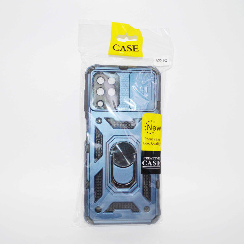 SAMSUNG M32-F22-A22 4G Light Blue Armor Cover Military Grade Protection Built-in Kickstand Car Holder Mobile Phone Case